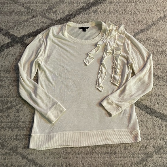 Banana Republic Sweaters - White Ruffle Sweater light weight Banana Republic